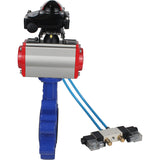 Vanne papillon d'eau Elephant WBV1631N-2W-Fb-H, matériau du corps - fonte QT450, matériau du disque - acier inoxydable AISI 304, joint - NBR, actionneur pneumatique PA-DA double action, 4V320-08 220V, BKV APL-210N