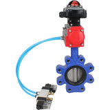 Vanne papillon d'eau Elephant WBV1631N-2W-Fb-H, matériau du corps - fonte QT450, matériau du disque - acier inoxydable AISI 304, joint - NBR, actionneur pneumatique PA-DA double action, 4V320-08 220V, BKV APL-210N