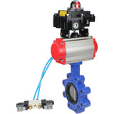 Vanne papillon d'eau Elephant WBV1631E-2W-Fb-H, matériau du corps - fonte QT450, matériau du disque - acier inoxydable AISI 304, joint - EPDM, avec actionneur pneumatique double effet PA-DA, 4V320-08 220V, BKV APL-410N EX