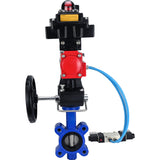 Vanne papillon d'eau Elephant WBV1631N-2W-Fb-H, matériau du corps - fonte QT450, matériau du disque - acier inoxydable AISI 304, joint - NBR, actionneur pneumatique PA-DA double action, 4V320-10 220V, BKV APL-410N EX, volant MON, BPV AFC2000