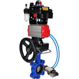 Vanne papillon d'eau Elephant WBV1631N-2W-Fb-H, matériau du corps - fonte QT450, matériau du disque - acier inoxydable AISI 304, joint - NBR, actionneur pneumatique PA-DA double action, 4V320-10 220V, BKV APL-410N EX, volant MON, BPV AFC2000