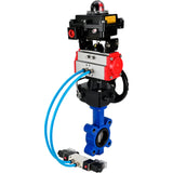 Vanne papillon d'eau Elephant WBV1631N-2W-Fb-H, matériau du corps - fonte QT450, matériau du disque - acier inoxydable AISI 304, joint - NBR, actionneur pneumatique PA-DA double action, 4V320-08 220V, BKV APL-410N EX, volant MON