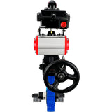 Vanne papillon d'eau Elephant WBV1631N-2W-Fb-H, matériau du corps - fonte QT450, matériau du disque - acier inoxydable AISI 304, joint - NBR, actionneur pneumatique PA-DA double action, 4V320-08 220V, BKV APL-410N EX, volant MON