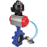 Vanne papillon d'eau Elephant WBV1631N-2W-Fb-H, matériau du corps - fonte QT450, matériau du disque - acier inoxydable AISI 304, joint - NBR, actionneur pneumatique PA-SA avec ressorts de rappel, 4V320-10 220V, BKV APL-510N EX