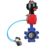 Vanne papillon d'eau Elephant WBV1631N-2W-Fb-H, matériau du corps - fonte QT450, matériau du disque - acier inoxydable AISI 304, joint - NBR, actionneur pneumatique PA-SA avec ressorts de rappel, 4V320-10 220V, BKV APL-510N EX