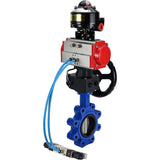 Vanne papillon d'eau Elephant WBV1631N-2W-Fb-H, matériau du corps - fonte QT450, matériau du disque - acier inoxydable AISI 304, joint - NBR, actionneur pneumatique PA-DA double action, 4V320-08 220V, BKV APL-510N EX, volant MON