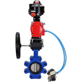 Vanne papillon d'eau Elephant WBV1631N-2W-Fb-H, matériau du corps - fonte QT450, matériau du disque - acier inoxydable AISI 304, joint - NBR, actionneur pneumatique PA-DA double action, 4V320-08 220V, BKV APL-510N EX, volant MON