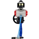 Vanne papillon d'eau Elephant WBV1631N-2W-Fb-H, matériau du corps - fonte QT450, matériau du disque - acier inoxydable AISI 304, joint - NBR, actionneur pneumatique PA-DA double action, 4V320-08 220V, BKV APL-510N EX, volant MON