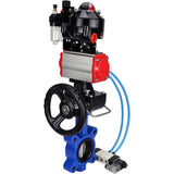Vanne papillon d'eau Elephant WBV1631N-2W-Fb-H, matériau du corps - fonte QT450, matériau du disque - acier inoxydable AISI 304, joint - NBR, actionneur pneumatique PA-DA double action, 4V320-08 220V, BKV APL-510N EX, volant MON, BPV AFC2000