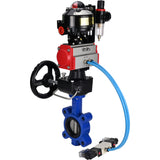 Vanne papillon d'eau Elephant WBV1631N-2W-Fb-H, matériau du corps - fonte QT450, matériau du disque - acier inoxydable AISI 304, joint - NBR, actionneur pneumatique PA-DA double action, 4V320-08 220V, BKV APL-510N EX, volant MON, BPV AFC2000
