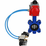 Vanne papillon d'eau Elephant WBV1631N-2W-Fb-H, matériau du corps - fonte QT450, matériau du disque - acier inoxydable AISI 304, joint - NBR, avec actionneur pneumatique double effet PA-DA, 4V320-10 220V