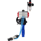 Vanne papillon d'eau Elephant WBV1631N-2W-Fb-H, matériau du corps - fonte QT450, matériau du disque - acier inoxydable AISI 304, joint - NBR, actionneur pneumatique PA-DA double action, volant manuel 4V320-08 220V MON, BPV AFC2000