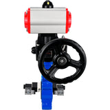 Vanne papillon d'eau Elephant WBV1631E-2W-Fb-H, matériau du corps - fonte QT450, matériau du disque - acier inoxydable AISI 304, joint - EPDM, avec actionneur pneumatique double effet PA-DA, 4V320-10 220V, volant MON