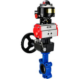 Vanne papillon d'eau Elephant WBV1631N-2W-Fb-H, matériau du corps - fonte QT450, matériau du disque - acier inoxydable AISI 304, joint - NBR, avec actionneur pneumatique double effet PA-DA, volant MON, BKV APL-510N EX
