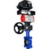 Vanne papillon d'eau Elephant WBV1631N-2W-Fb-H, matériau du corps - fonte QT450, matériau du disque - acier inoxydable AISI 304, joint - NBR, actionneur pneumatique PA-DA double action, positionneur YT-1000RSN sans rétroaction, volant MON