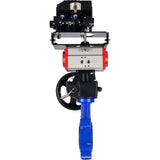 Vanne papillon d'eau Elephant WBV1631N-2W-Fb-H, matériau du corps - fonte QT450, matériau du disque - acier inoxydable AISI 304, joint - NBR, actionneur pneumatique PA-DA double action, positionneur YT-1000RSN sans rétroaction, volant MON