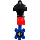 Vanne papillon d'eau Elephant WBV1631E-2W-Fb-H, matériau du corps - fonte QT450, matériau du disque - acier inoxydable AISI 304, joint - EPDM, avec actionneur pneumatique double effet PA-DA, BKV APL-410N EX
