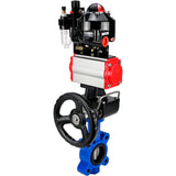 Vanne papillon d'eau Elephant WBV1631N-2W-Fb-H, matériau du corps - fonte QT450, matériau du disque - acier inoxydable AISI 304, joint - NBR, actionneur pneumatique PA-DA double action, 4M310-08 220V, BKV APL-510N EX, volant MON, BPV AFC2000