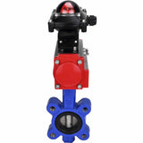 Vanne papillon d'eau Elephant WBV1631N-2W-Fb-H, matériau du corps - fonte QT450, matériau du disque - acier inoxydable AISI 304, joint - NBR, avec actionneur pneumatique double effet PA-DA, BKV APL-210N