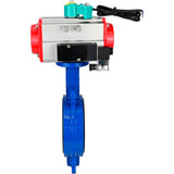 Water Butterfly Valve for abrasive media  Elephant WBV1632E-2W-Fb-H DN40-200 16 bar body - QT450 cast iron, disc - 316L stainless steel, seal - EPDM, with pneumatic actuator PA-DA-XXX, pneumatic distributor 4M310-08 NAMUR 24V and ALS200D magnetic switch
