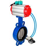 Water Butterfly Valve for abrasive media  Elephant WBV1632E-2W-Fb-H DN40-200 16 bar body - QT450 cast iron, disc - 316L stainless steel, seal - EPDM, with pneumatic actuator PA-DA-XXX, pneumatic distributor 4V320-10 220V and ALS200D magnetic switch