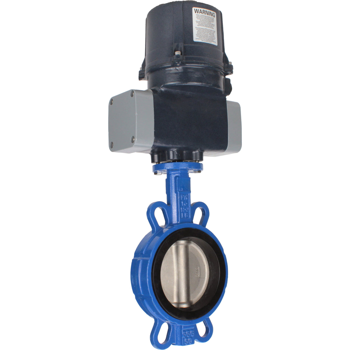 Butterfly valves for abrasive media Elephant WBV1632E-2W-Fb-H interflanged, body - cast iron QT450, disc - stainless steel 316L, seal - EPDM, with electric quarter turn actuator Elephant QTSA-N-EM-O0-220VAC