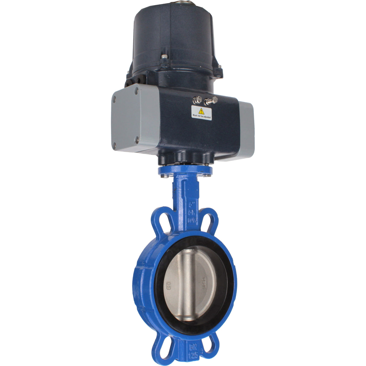 Butterfly valves for abrasive media Elephant WBV1632E-2W-Fb-H interflanged, body - cast iron QT450, disc - stainless steel 316L, seal - EPDM, with electric quarter turn actuator Elephant QTSA-N-EM-O0-220VAC