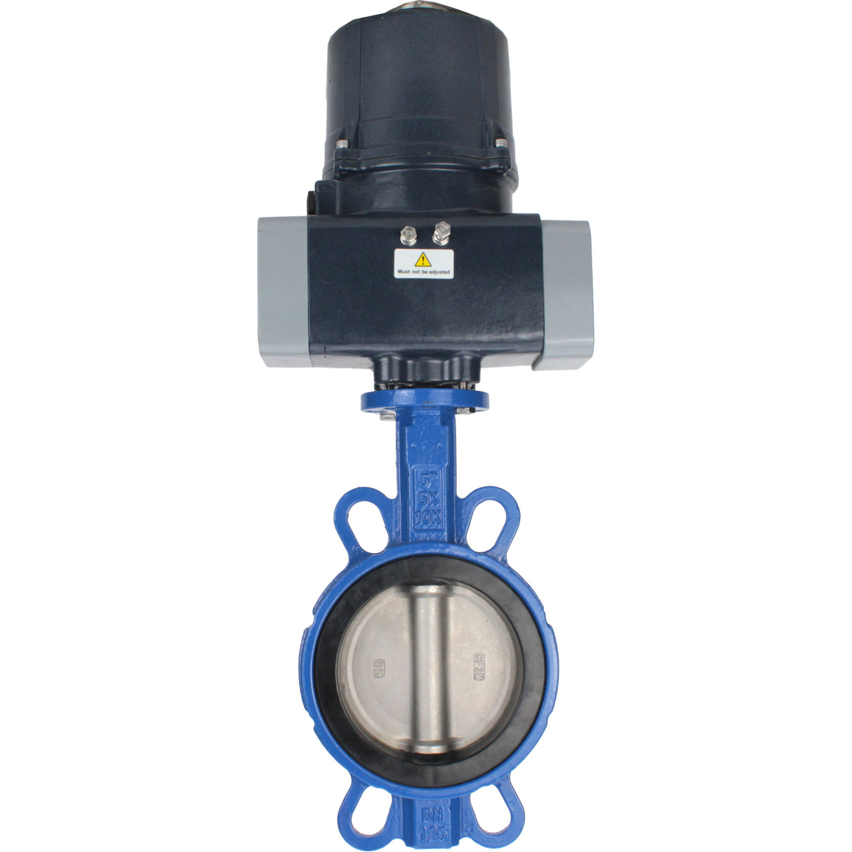 Butterfly valves for abrasive media Elephant WBV1632E-2W-Fb-H interflanged, body - cast iron QT450, disc - stainless steel 316L, seal - EPDM, with electric quarter turn actuator Elephant QTSA-N-EM-O0-220VAC