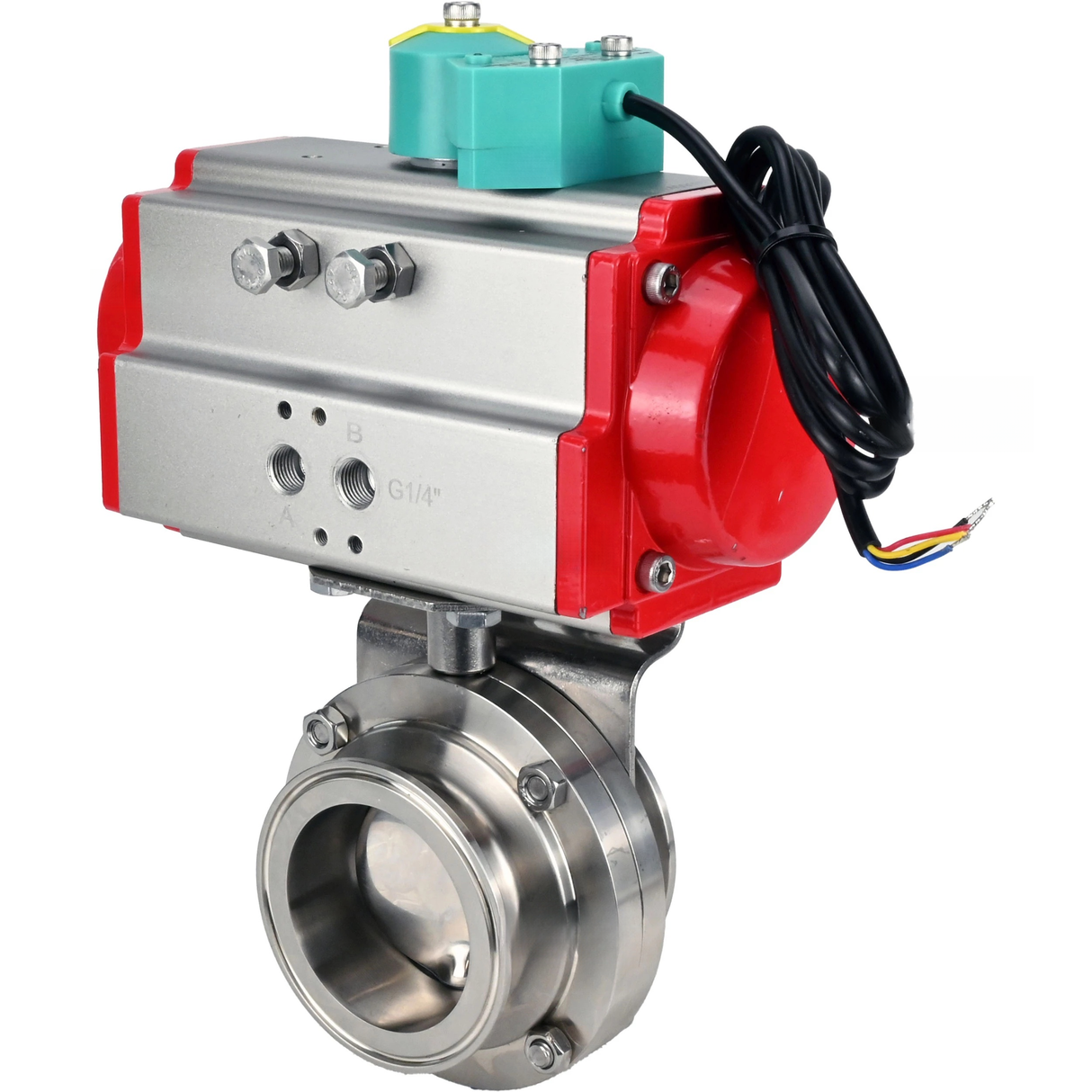 Water Butterfly Valve clamp Elephant WBV3131S-2W-C-H DN15-100 10 bar body - food-grade stainless steel 304, seal - Silicon, with pneumatic drive PA-DA-XXX and ALS200D magnetic switch