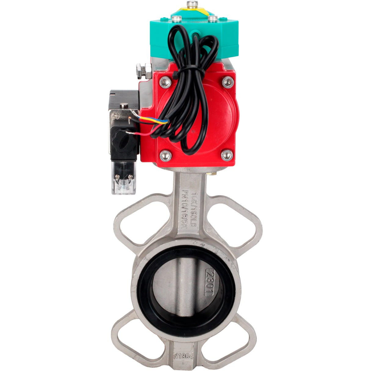Disc rotary valves Elephant WBV3131E-2W-Fb-H DN50-250 16 bar body - 304 stainless steel, disc - 304 stainless steel, seal - EPDM, with pneumatic actuator PA-DA-XXX, pneumatic distributor 4M310-08 24V and ALS200D magnetic switch