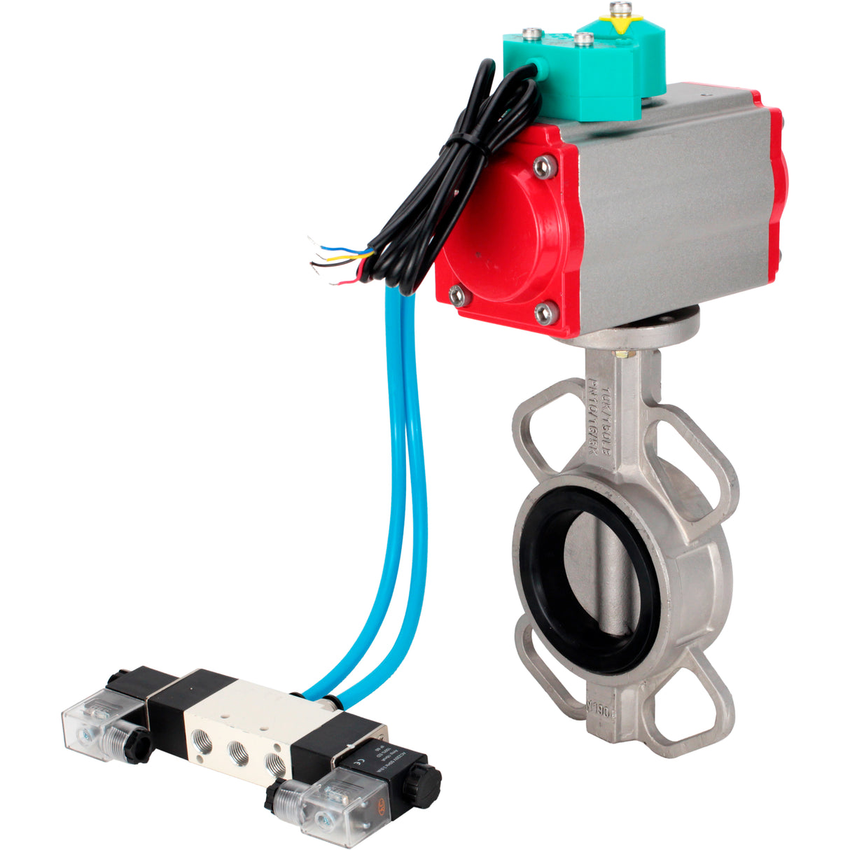 Disc rotary valves Elephant WBV3131E-2W-Fb-H DN50-250 16 bar body - 304 stainless steel, disc - 304 stainless steel, seal - EPDM, with pneumatic actuator PA-DA-XXX, pneumatic distributor 4V320-08 220V and ALS200D magnetic switch
