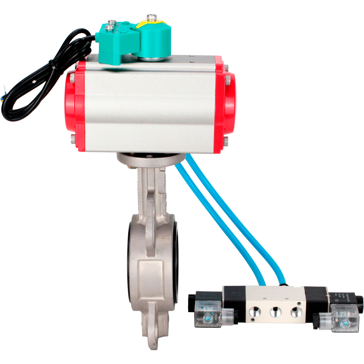 Disc rotary valves Elephant WBV3131E-2W-Fb-H DN50-250 16 bar body - 304 stainless steel, disc - 304 stainless steel, seal - EPDM, with pneumatic actuator PA-DA-XXX, pneumatic distributor 4V320-08 220V and ALS200D magnetic switch