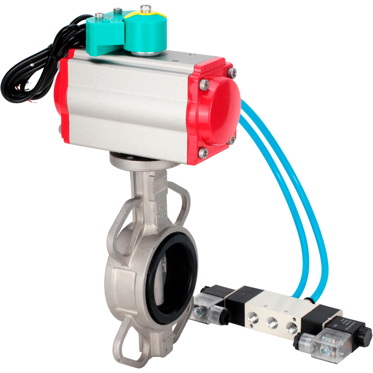 Disc rotary valves Elephant WBV3131E-2W-Fb-H DN50-250 16 bar body - 304 stainless steel, disc - 304 stainless steel, seal - EPDM, with pneumatic actuator PA-DA-XXX, pneumatic distributor 4V320-08 220V and ALS200D magnetic switch