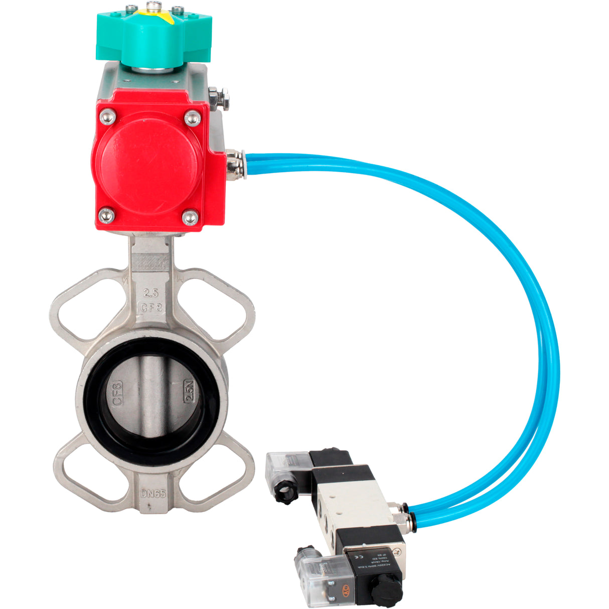 Disc rotary valves Elephant WBV3131E-2W-Fb-H DN50-250 16 bar body - 304 stainless steel, disc - 304 stainless steel, seal - EPDM, with pneumatic actuator PA-DA-XXX, pneumatic distributor 4V320-08 220V and ALS200D magnetic switch