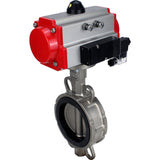 Vanne papillon d'eau Elephant WBV3131N-2W-Fb-H, matériau du corps - Acier inoxydable AISI 304, matériau du disque - Acier inoxydable AISI 304, joint - NBR, actionneur pneumatique PA-SA avec ressorts de rappel, 4M310-08 220V