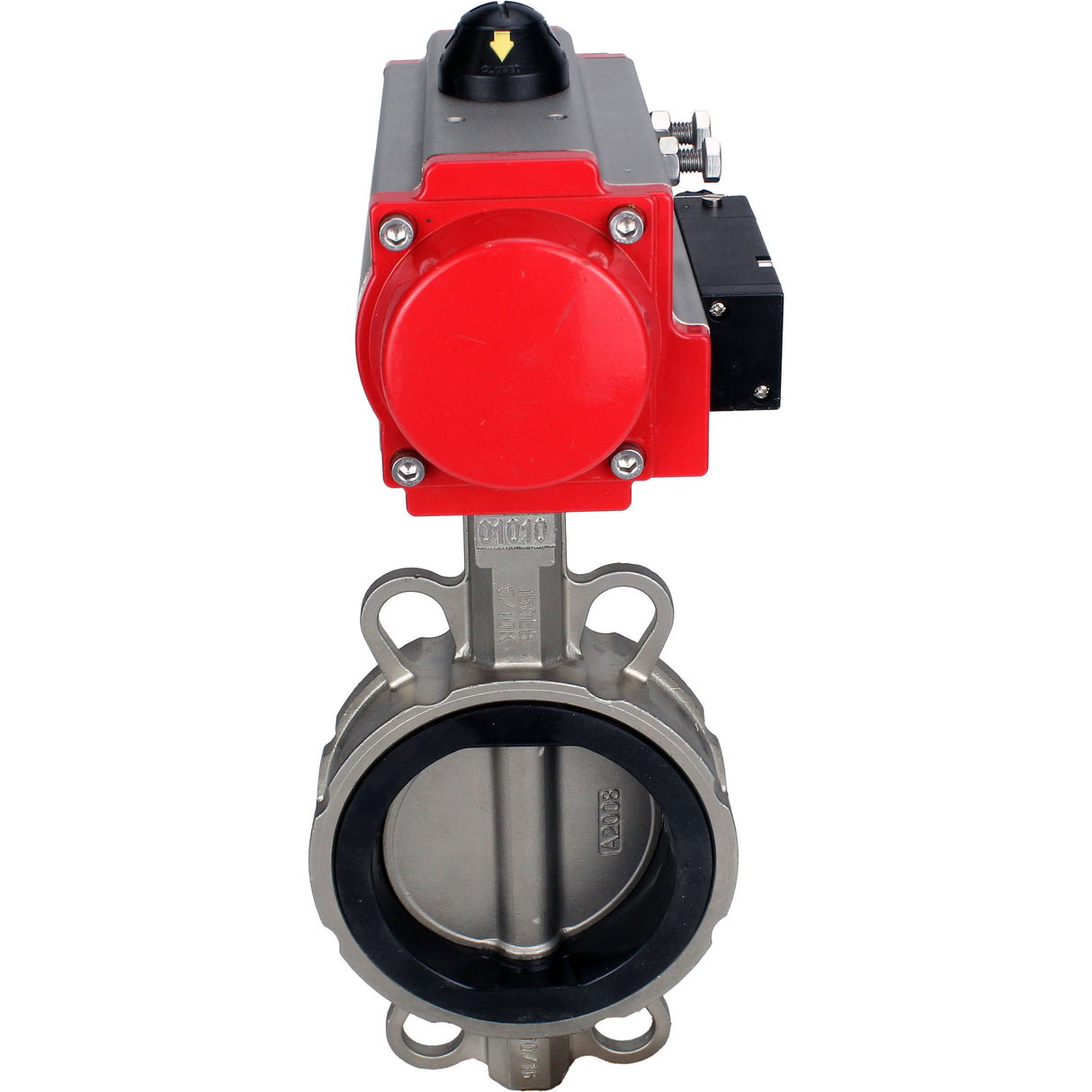 Vanne papillon d'eau Elephant WBV3131N-2W-Fb-H, matériau du corps - Acier inoxydable AISI 304, matériau du disque - Acier inoxydable AISI 304, joint - NBR, actionneur pneumatique PA-SA avec ressorts de rappel, 4M310-08 220V