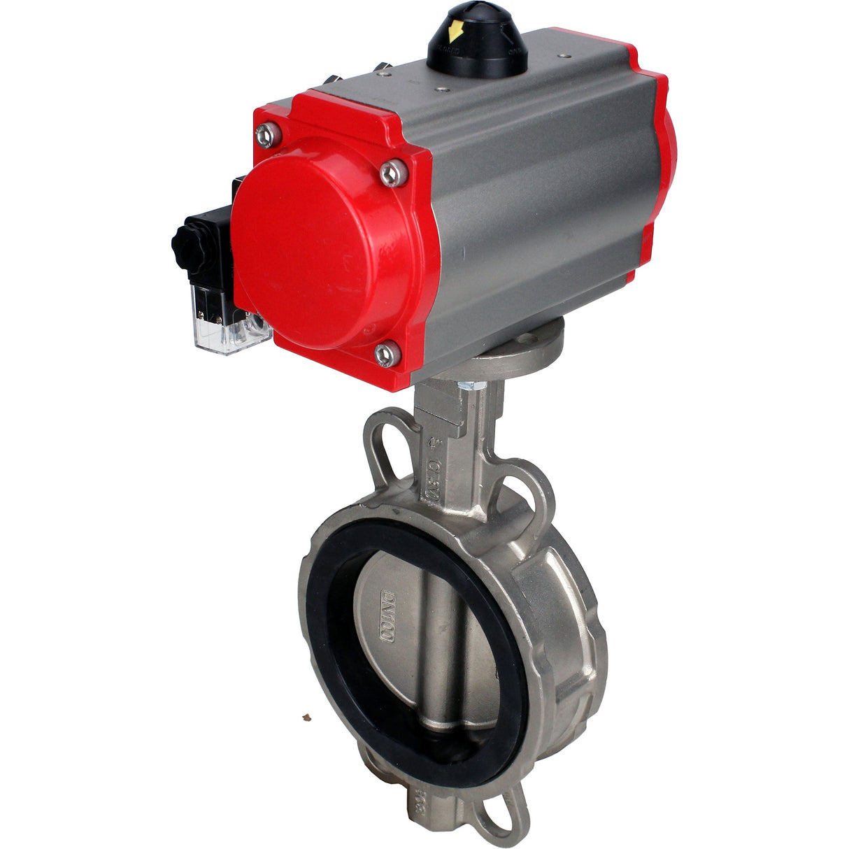Vanne papillon d'eau Elephant WBV3131N-2W-Fb-H, matériau du corps - Acier inoxydable AISI 304, matériau du disque - Acier inoxydable AISI 304, joint - NBR, actionneur pneumatique PA-SA avec ressorts de rappel, 4M310-08 220V