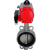 Vanne papillon d'eau Elephant WBV3131N-2W-Fb-H, matériau du corps - Acier inoxydable AISI 304, matériau du disque - Acier inoxydable AISI 304, joint - NBR, actionneur pneumatique PA-SA avec ressorts de rappel, 4M310-08 220V
