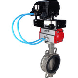 Vanne papillon d'eau Elephant WBV3131V-2W-Fb-H, matériau du corps - Acier inoxydable AISI 304, matériau du disque - Acier inoxydable AISI 304, joint - Viton, actionneur pneumatique PA-SA avec ressorts de rappel, positionneur YT-1000RSN avec rétroaction