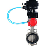 Vanne papillon d'eau Elephant WBV3131V-2W-Fb-H, matériau du corps - Acier inoxydable AISI 304, matériau du disque - Acier inoxydable AISI 304, joint - Viton, actionneur pneumatique PA-SA avec ressorts de rappel, positionneur YT-1000RSN avec rétroaction