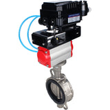 Vanne papillon d'eau Elephant WBV3131V-2W-Fb-H, matériau du corps - Acier inoxydable AISI 304, matériau du disque - Acier inoxydable AISI 304, joint - Viton, actionneur pneumatique PA-SA avec ressorts de rappel, positionneur YT-1000RSN avec rétroaction