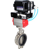 Vanne papillon d'eau Elephant WBV3131V-2W-Fb-H, matériau du corps - Acier inoxydable AISI 304, matériau du disque - Acier inoxydable AISI 304, joint - Viton, actionneur pneumatique PA-SA avec ressorts de rappel, positionneur YT-1000RSN avec rétroaction