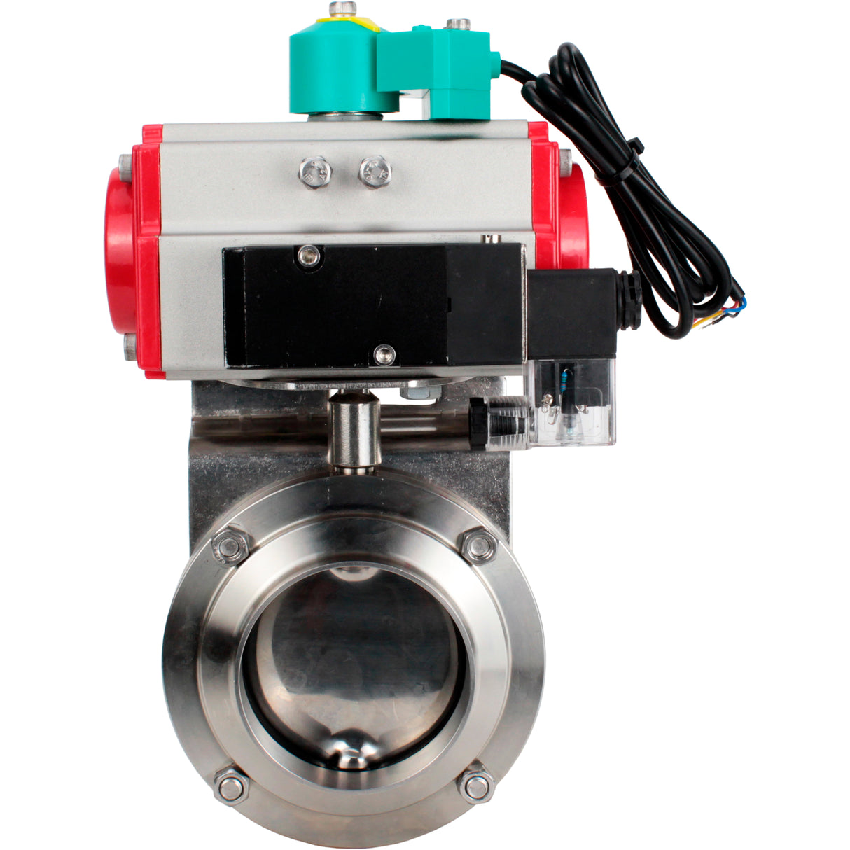 Disc rotary valves Elephant WBV3131E-2W-T-H DN15-100 10 bar threaded, food-grade stainless steel 304, seal - EPDM, with pneumatic actuator PA-DA-XXX, pneumatic distributor 4M310-08 24V and ALS200D magnetic switch