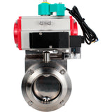 Disc rotary valves Elephant WBV3131E-2W-T-H DN15-100 10 bar threaded, food-grade stainless steel 304, seal - EPDM, with pneumatic actuator PA-DA-XXX, pneumatic distributor 4M310-08 24V and ALS200D magnetic switch