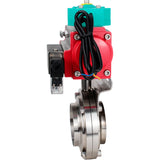 Disc rotary valves Elephant WBV3131E-2W-T-H DN15-100 10 bar threaded, food-grade stainless steel 304, seal - EPDM, with pneumatic actuator PA-DA-XXX, pneumatic distributor 4M310-08 24V and ALS200D magnetic switch