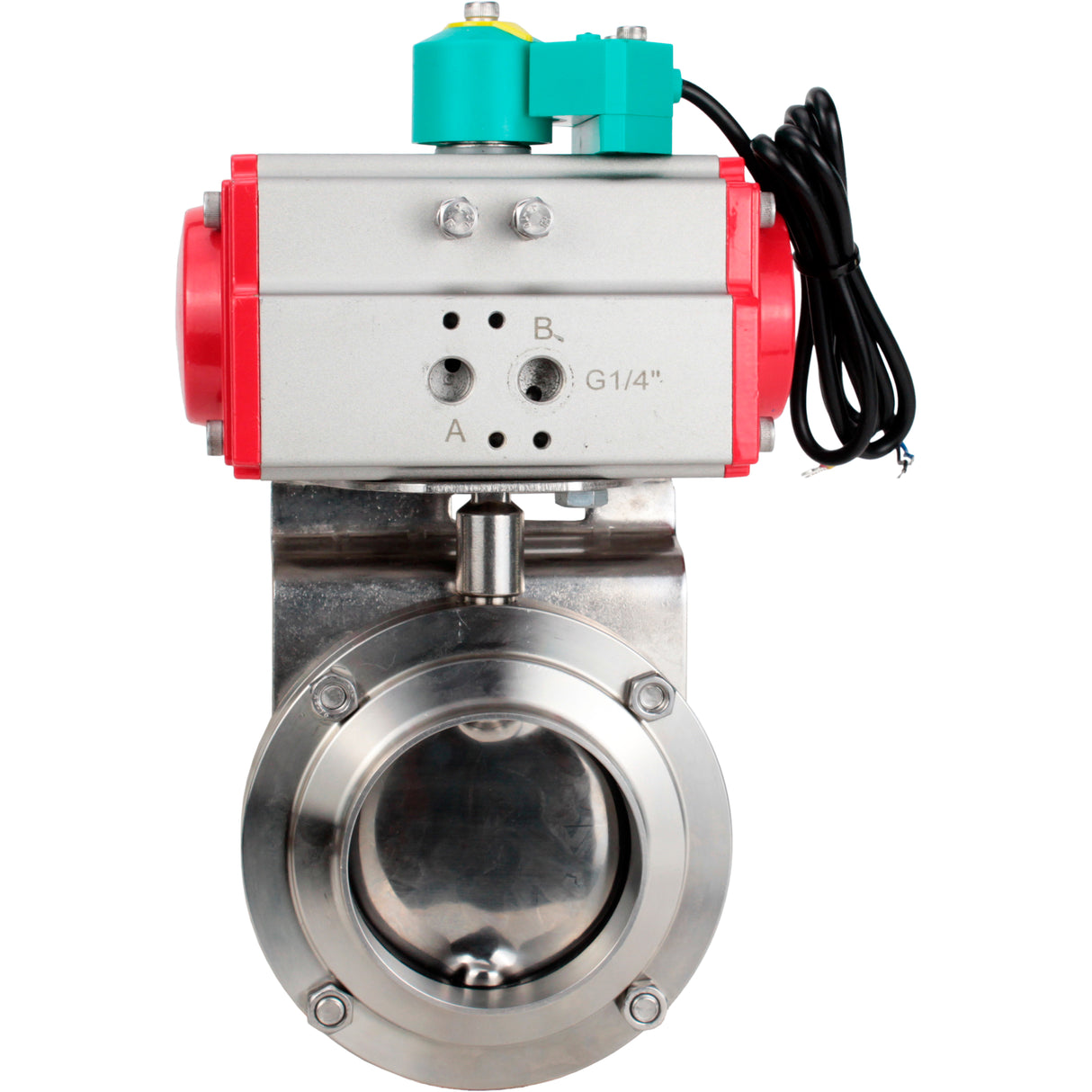 Disc rotary valves Elephant WBV3131E-2W-T-H DN15-100 10 bar threaded, food-grade stainless steel 304, seal - EPDM, with pneumatic drive PA-DA-XXX and ALS200D magnetic switch