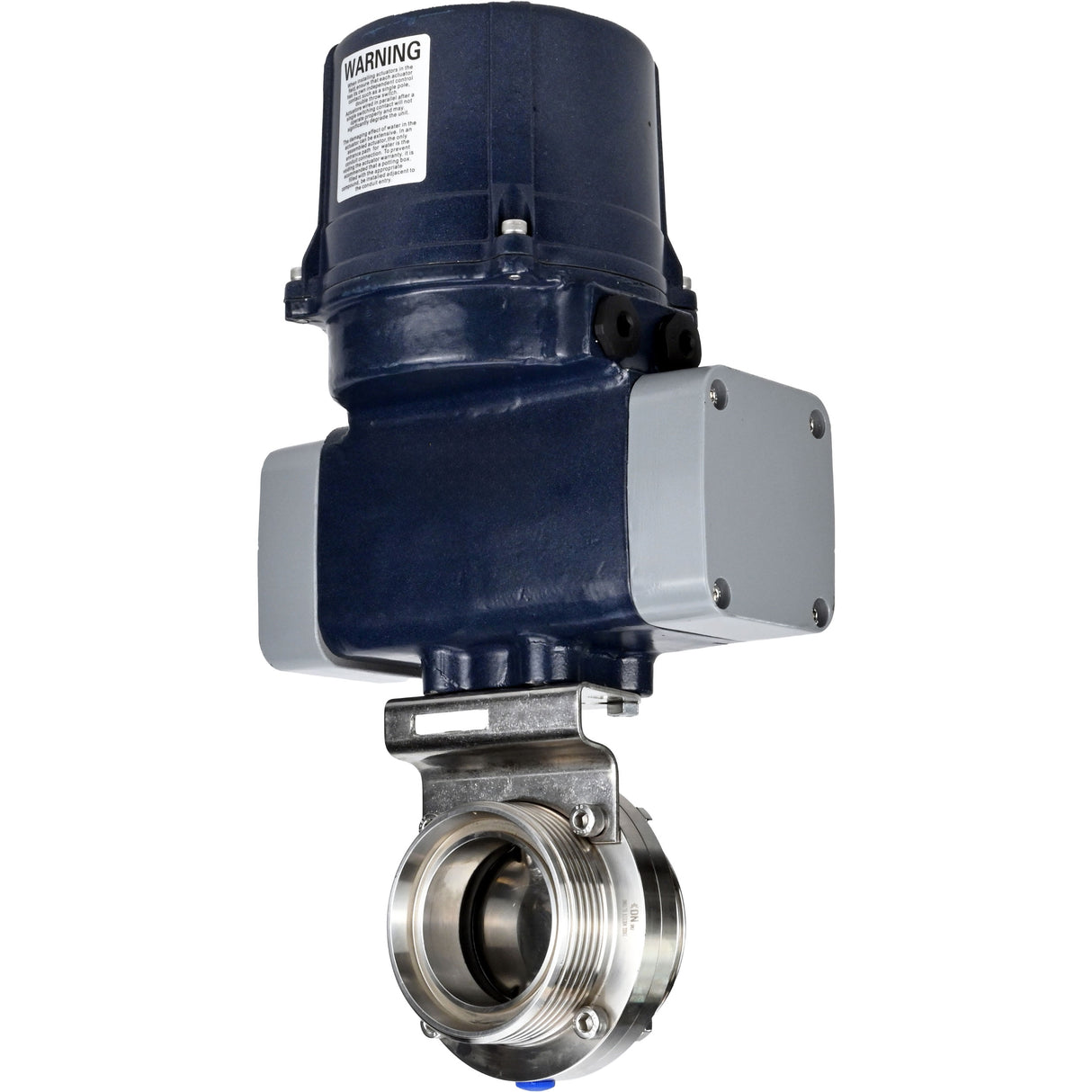 Butterfly valves Elephant WBV3131E-2W-T-H threaded, body - food grade stainless steel AISI 304, disc - stainless steel AISI 304, seal - EPDM, with electric quarter turn actuator Elephant QTSA-N-EM-O0-220VAC