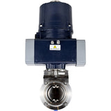 Butterfly valves Elephant WBV3131E-2W-T-H threaded, body - food grade stainless steel AISI 304, disc - stainless steel AISI 304, seal - EPDM, with electric quarter turn actuator Elephant QTSA-N-EM-O0-220VAC