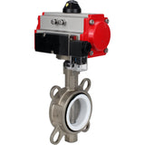 Vanne papillon d'eau Elephant WBV3131P-2W-Fb-H, matériau du corps - Acier inoxydable AISI 304, matériau du disque - Acier inoxydable AISI 304, joint - PTFE, actionneur pneumatique PA-DA double action, 4M310-08 220V