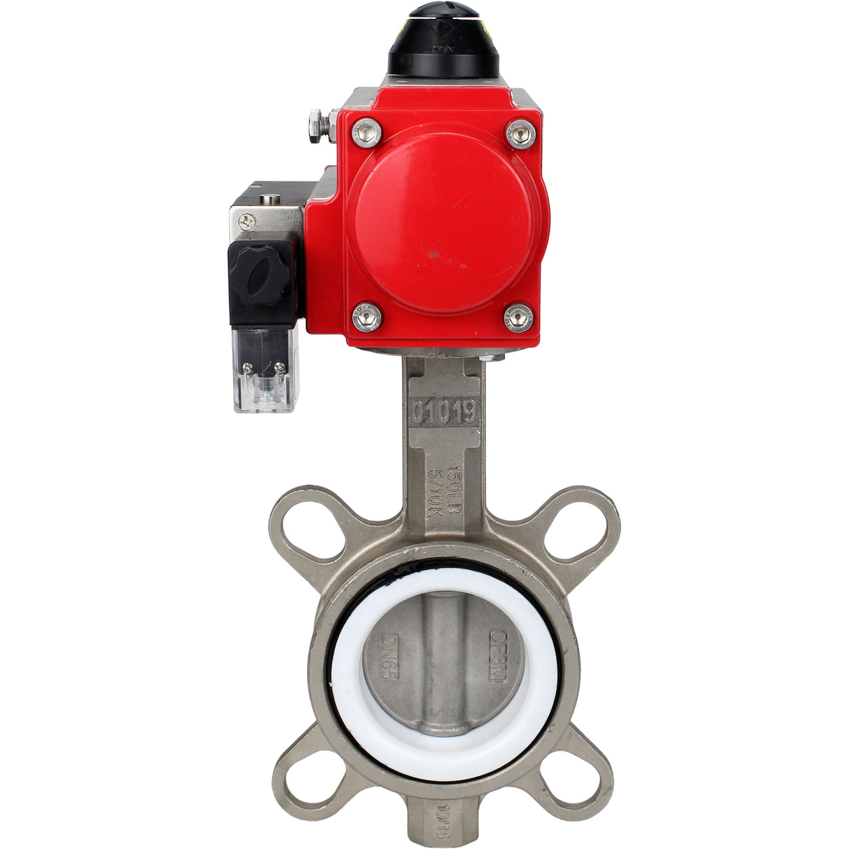Vanne papillon d'eau Elephant WBV3131P-2W-Fb-H, matériau du corps - Acier inoxydable AISI 304, matériau du disque - Acier inoxydable AISI 304, joint - PTFE, actionneur pneumatique PA-DA double action, 4M310-08 220V
